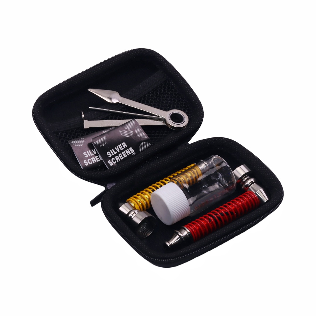 5pcs Glitter Spring Metal Tobacco Pipe 3-in-1 Multi-Function Tool Travel Smoking Pipe Kit