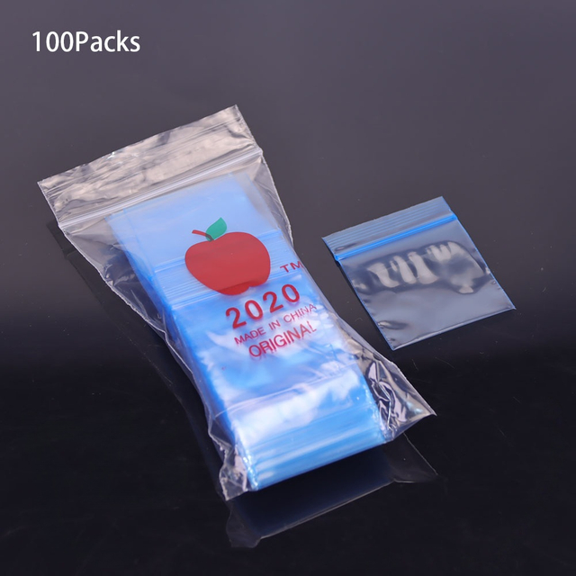1 Bag of 1000piece Apple 2020 Mini Zip Lock Bags Multi-Color Resealable Plastic Baggies with Apple Pattern Small Storage Bags