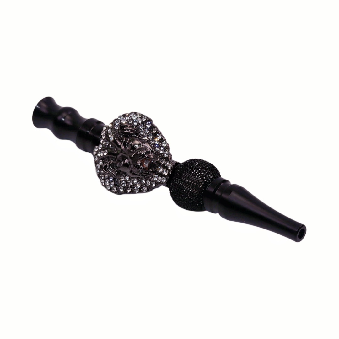 Luxury Hookah Mouthpiece Diamond Lion Head Hookah Tip Bling Hookah Accessories Reusable Metal Hookah Tips Premium Shisha Mouth Tips Lion Design Shisha Accessory Hookah Gifts for Men.