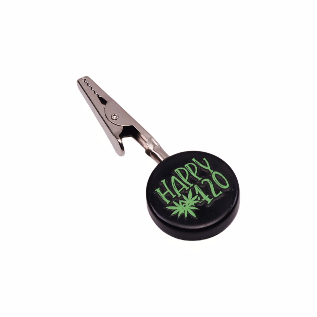 4 Pack Round Roach Clip with 420 Hemp Leaf Design Alligator Cigarette Joint Holder Clip