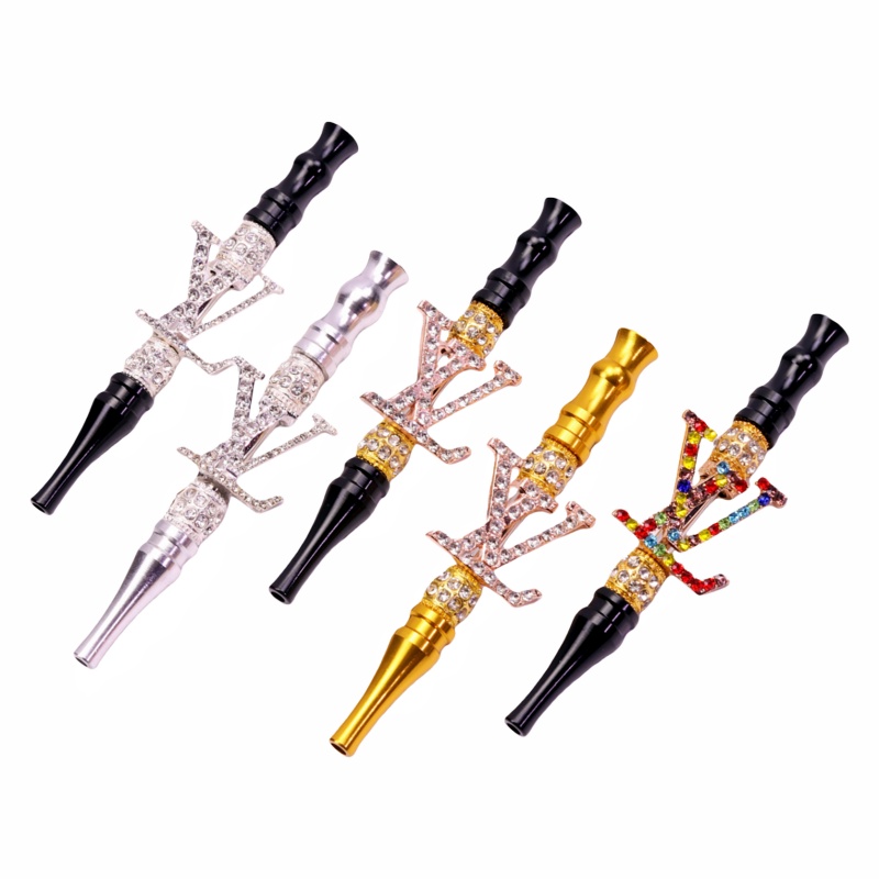 LV Decorative Hookah Mouthpiece LOUIS VUITTON Metal Hookah Tip with Crystals Ornate Hookah Mouthpiece Fashion Hookah Accessories