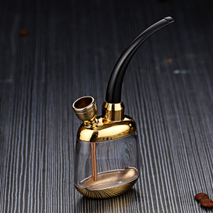 2-in-1 Vintage Metal Water Pipe, Antique Style Mini Hookah, Glass And Metal Water Pipe, Decorative Water Filtered Pipe