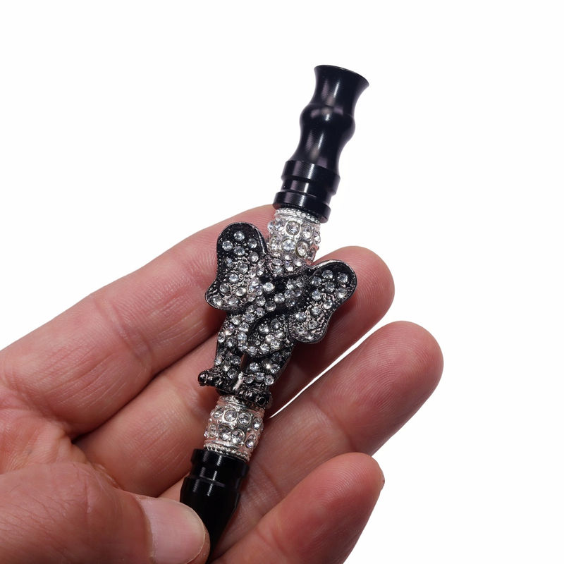 Black Hookah Mouthpiece with Rhinestone Turtle/Spider/Skull Ornate Crystal Animal Hookah Accessories Universal Hookah Mouth Tip with Animal Design