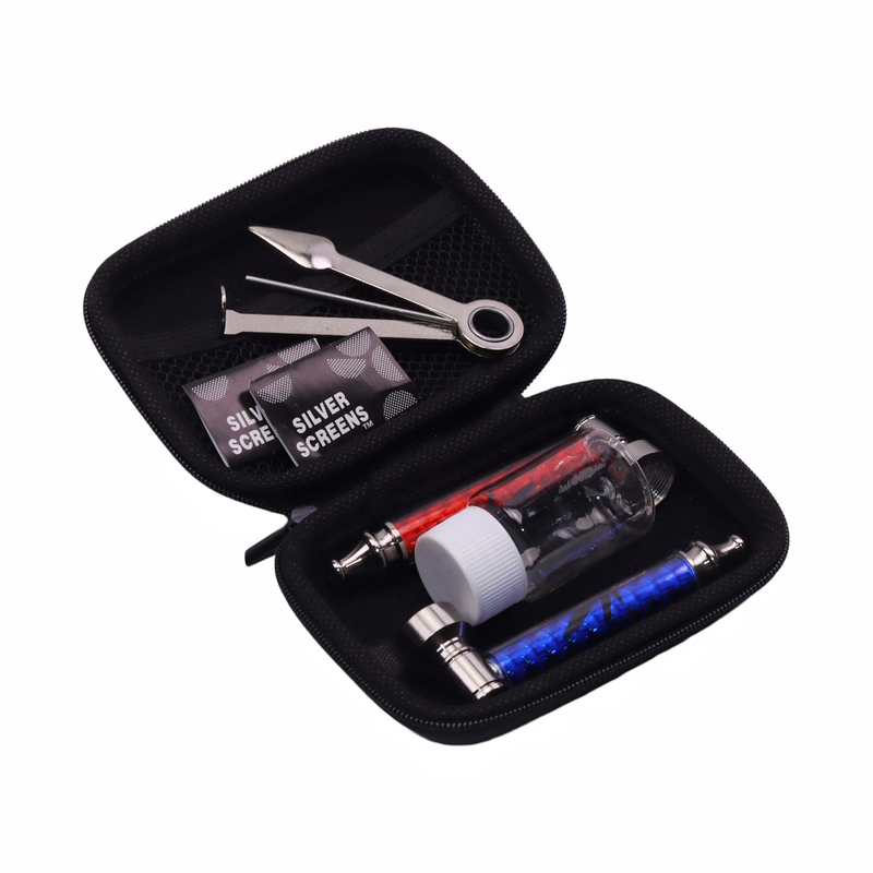 5pcs Shiny Metal Tobacco Pipe 3-in-1 Multi-Function Tool Travel Smoking Pipe Kit With Pipe Screen for Weeds