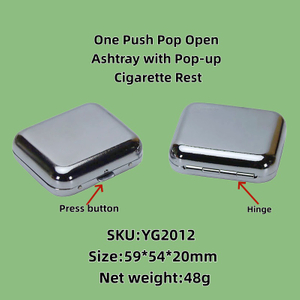 1Pack of 2 Pieces Spill Proof Mirror Push Button Pop Up Portable Metal Pocket Ashtray for Outdoor Travel