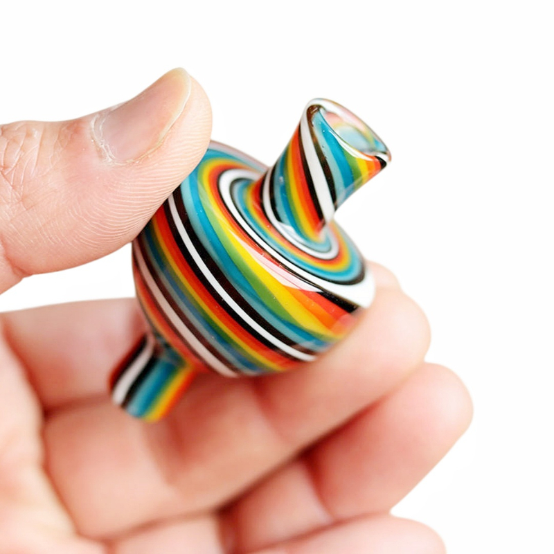 Hand Blown Colorful Wig Wag Dabber Tool for Water pipes & Rigs Spiral Striped Glass Carb Cap