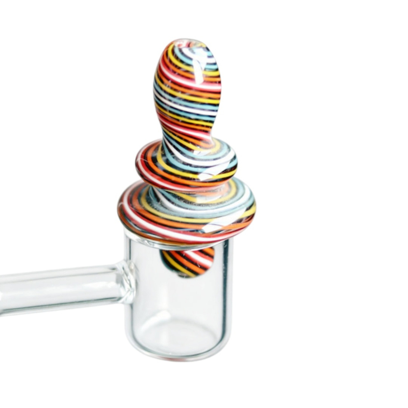 Hand Blown Colorful Spiral Striped Glass Carb Cap Dabber Tool for Glass Bong & Rig