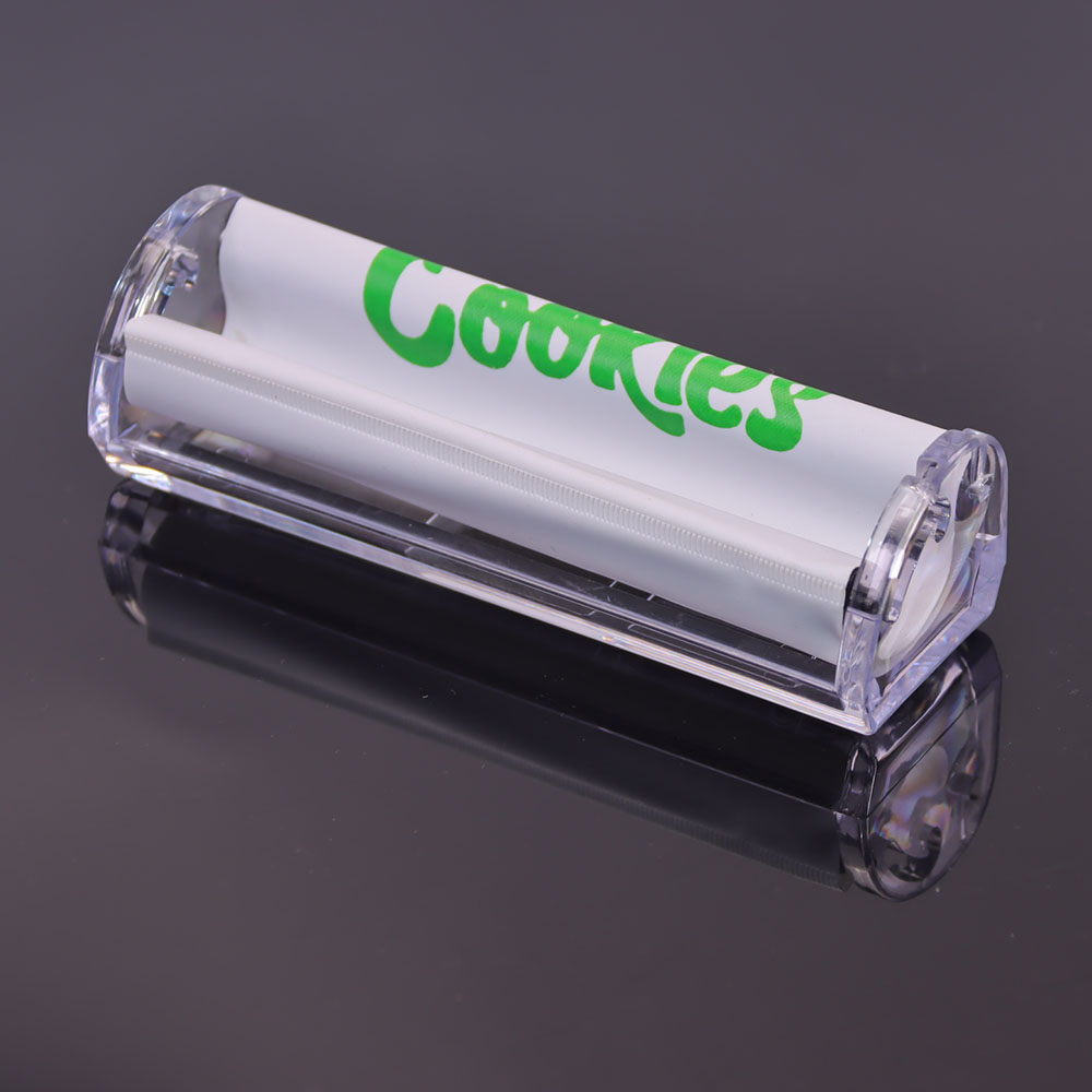2 Pack Cookies Brand Portable Manual Cigarette Rolling Machine Clear Acrylic Frame with White Rubber Roller Easy to Use Compact Rolling Tool for On-the-Go Use