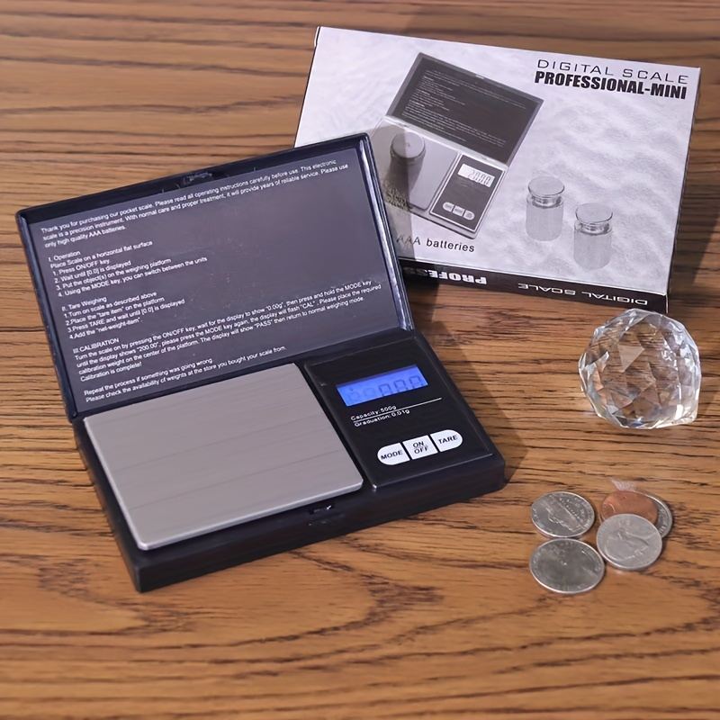 Range 0.01g to 500g Professional Mini Blue Screen Digital Scale Jewelry Pocket Scale Works For 2 PCS AAA Batteries 