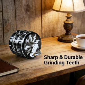 2.5" 4 Parts Premium Aluminum Alloy Herb Grinder with Crank & Lightning Design Durable Hand Crank Spice Grinder for Dry Herbs & Tobacco