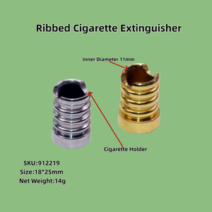 2 Pack Gold/Silver Ribbed Conical Metal Cigarette Snuffer Threaded Tapered Cigarette Extinguisher Reusable Ribbed Metal Cigarette Snuffer