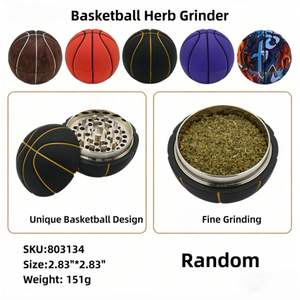 Basketball Herb Grinder 2.83" 4 Piece Sports Themed Spice & Tobacco Grinder with Sharp Metal Teeth Portable Novelty Grinder for Dry Herbs