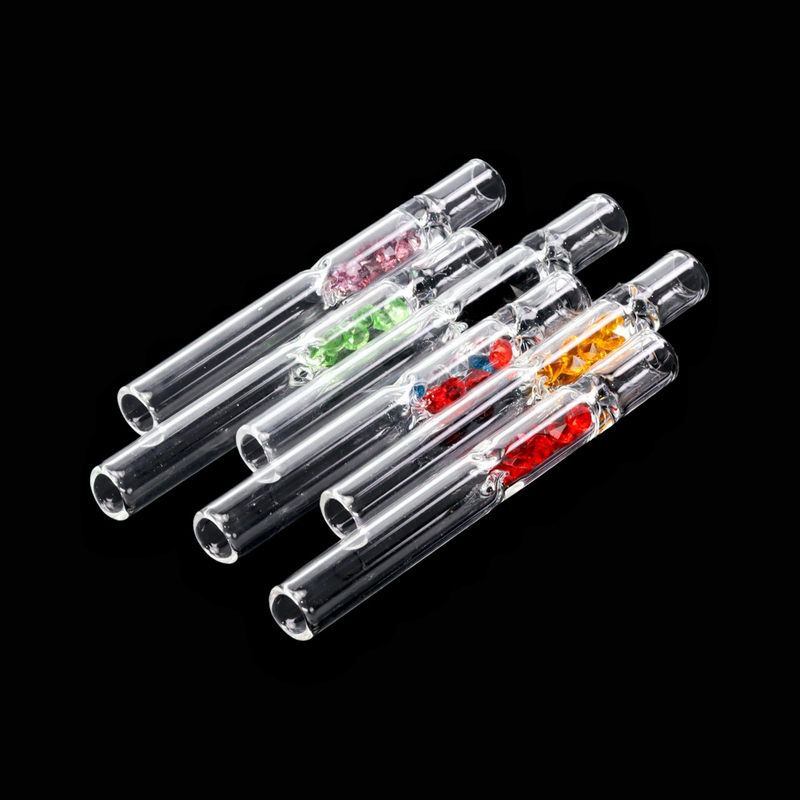 Glass One Hitter with Sparkling Gem Stones Portable Hand Pipe with Diamond Crystal Decoration OG Chillum