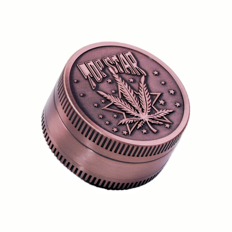 Pop Star Design Grinder Vintage Herb Grinder with Leaf Design Zinc Alloy Weed Grinder for Smoking 4 Layer Tobacco Grinder with Magnetic Lid 