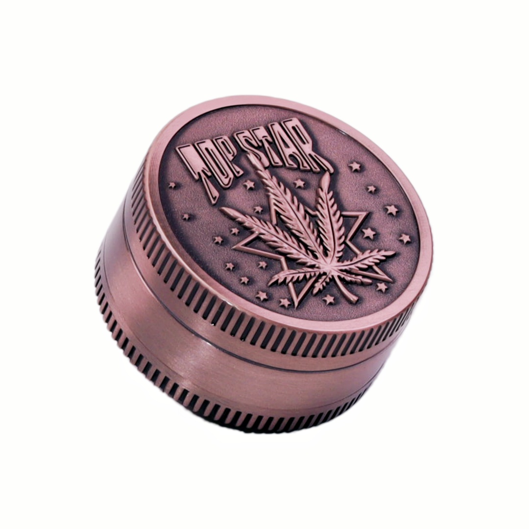 Pop Star Design Grinder Vintage Herb Grinder with Leaf Design Zinc Alloy Weed Grinder for Smoking 4 Layer Tobacco Grinder with Magnetic Lid 
