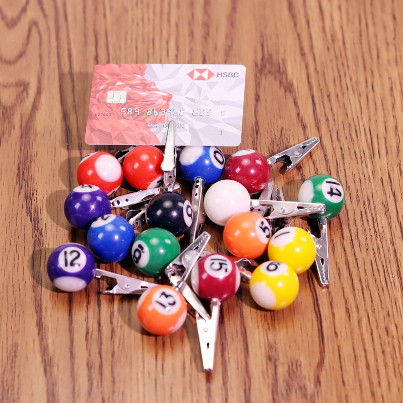5 Pack Random Color Billiard Ball Roach Clip Pool Ball Design Roach Clip