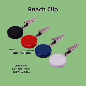 4 Pack Roach Clip with Round Badge Holder Smoking Joint Holder Alligator Clip Custom Logo Roach Clip for Smoking Roach Clip with Cookies Printed Badge Joint Holder Clip