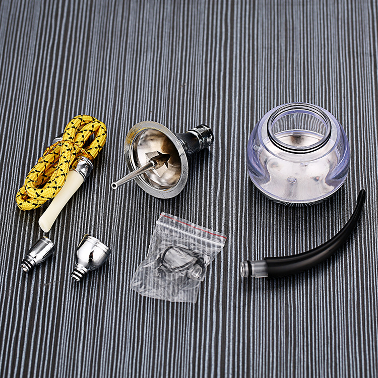2-in-1 Vintage Style Mini Water Pipe - Silver Metal & Clear Acrylic Water Filtered Hookah Portable Personal Tobacco Pipe