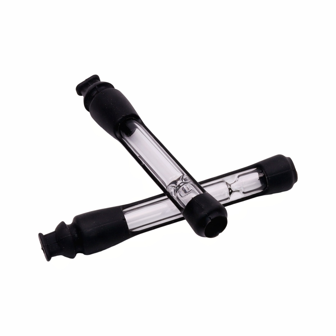 1 Pack of 5 Pieces One Hitter Bat with Silicone Cover Silicone Covered Glass One Hitter Bat Portable Smoking Taster Pipe with Silicone Protector Glass Chillum